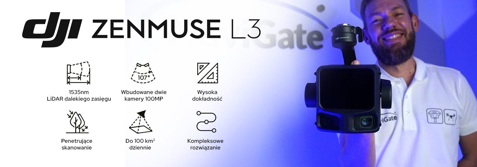 DJI Zenmuse L3 cechy skanera laserowego LiDAR do drona